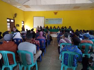 Hearing Dialog bersama masyarakat Distrik Tanah Miring di Aula Balai Kampung Amunkay Distrik Tanah Miring Kabupaten Merauke. Kamis, 5 Maret 2020